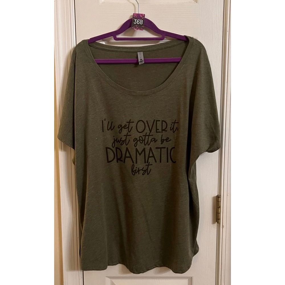 Next Level Apparel Dramatic Graphic Tee Olive Green XXL Scoop Neck Short Sleeve